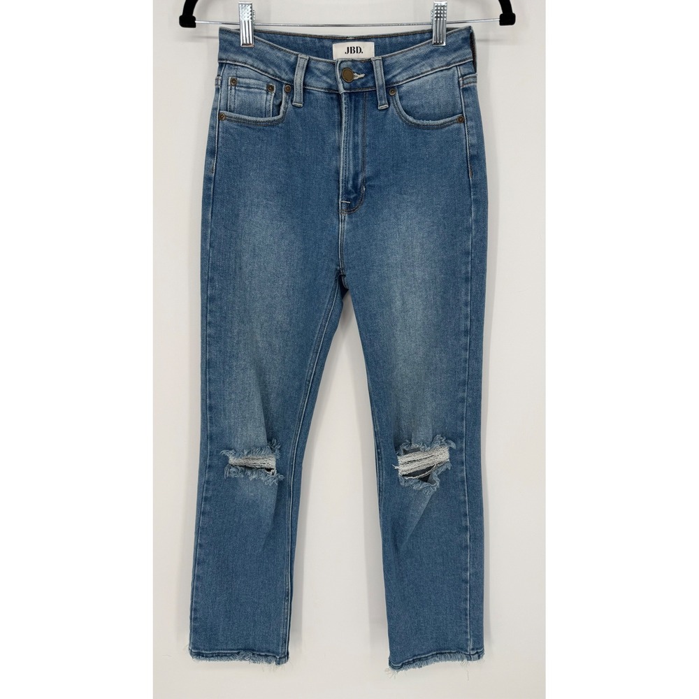 JBD JUST BLACK DENIM‎ STRAIGHT LEG MEDIUM WASH DISTRESSED JEANS SIZE 25